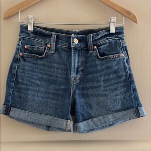 7 For All Mankind Mid Roll Shorts in Medium Wash. Size 25. Excellent Condition.